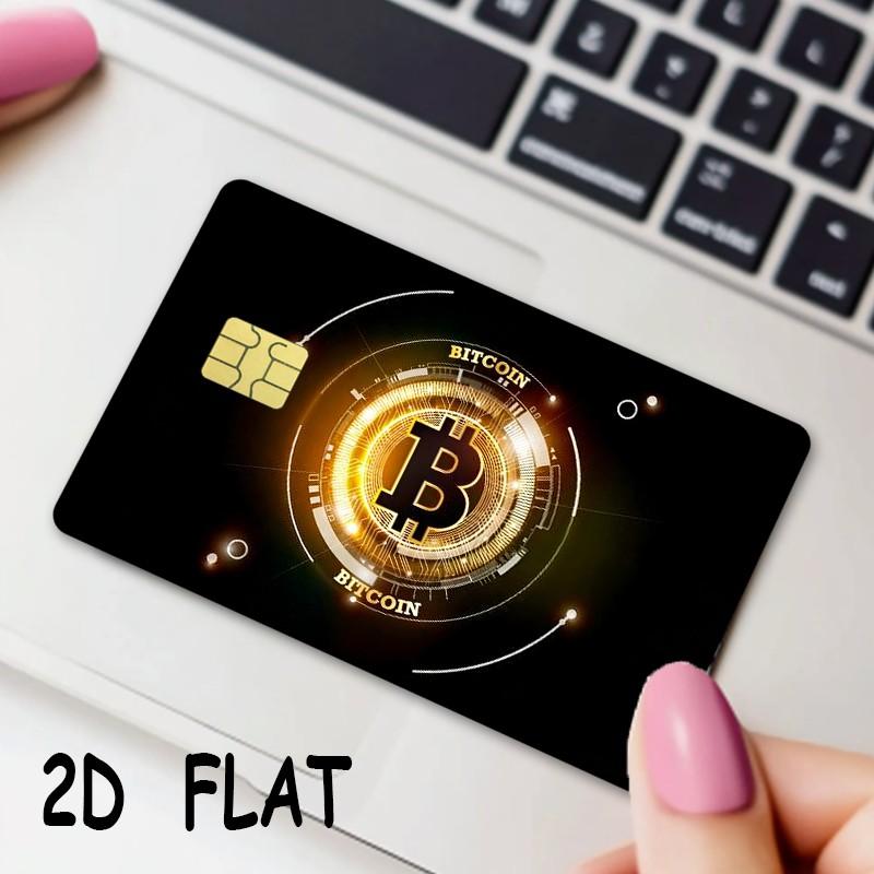 Simple Bitcoin Design Credit Card Stickers, Ultra-Thin Vinyl Material, 2 Pieces Per Set, Waterproof and Scratch-Resistant Film