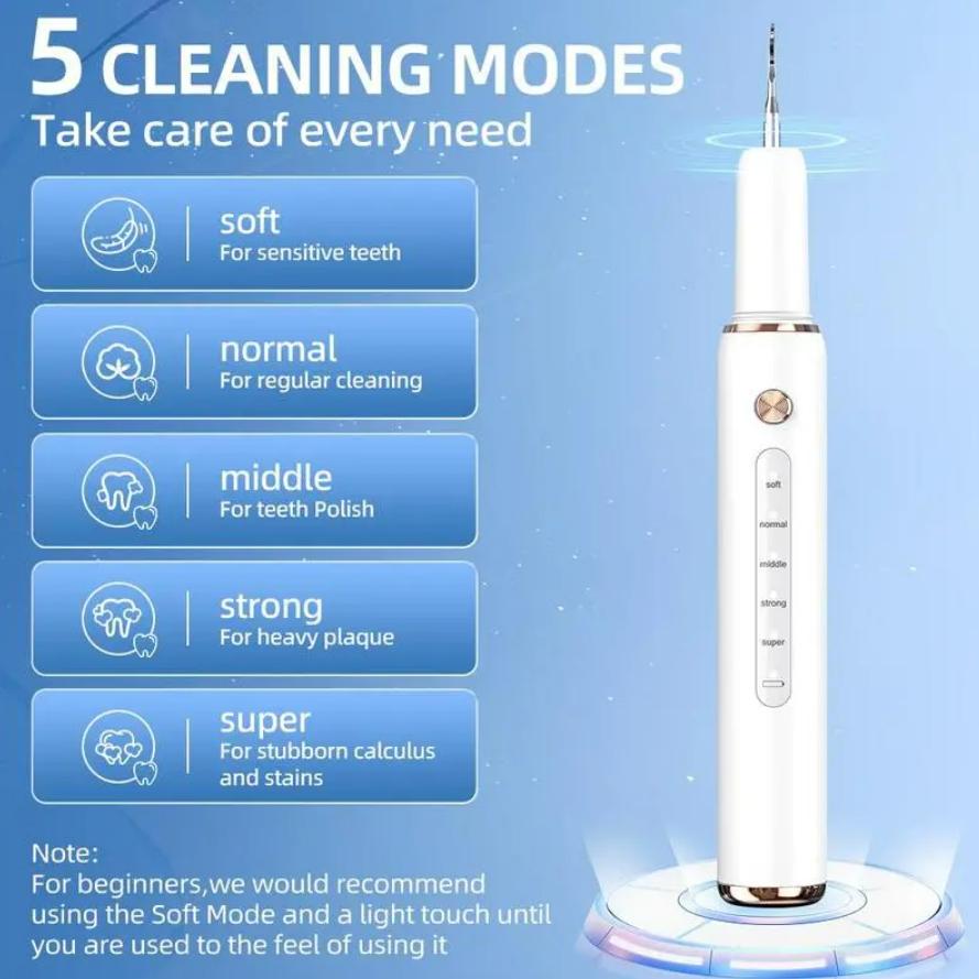Remover for Teeth, Electric Tooth Cleaner Tartar Remover for Teeth with LED Light,5 Modes Rechargeable Teeth Cleaning Kit with Dental Tools Cleansing，teeth cleaning