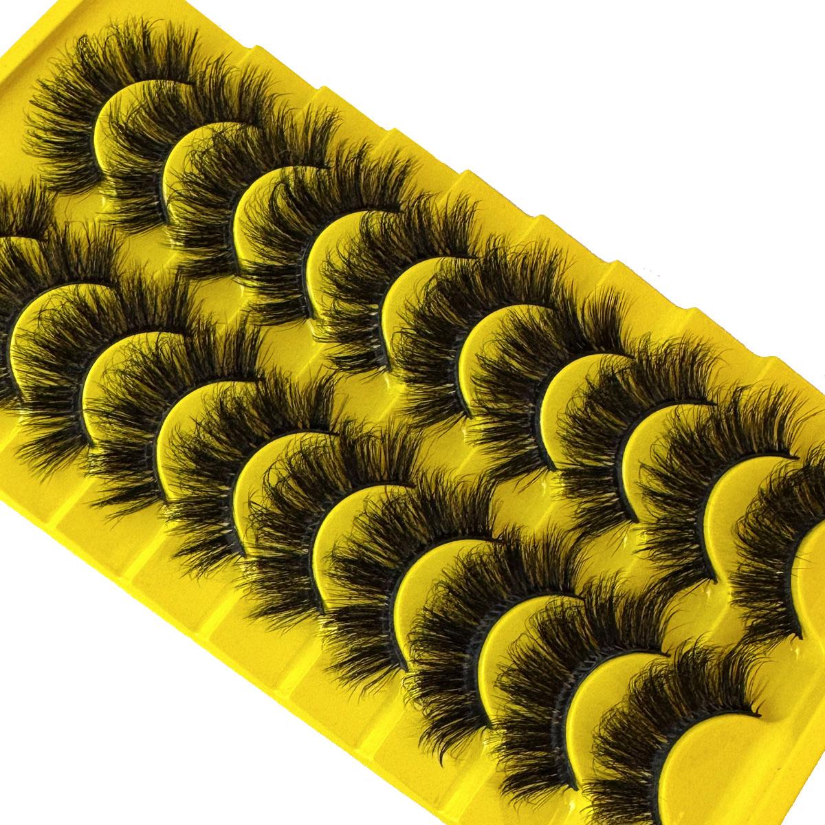 10 pairs of artificial mink false eyelashes, False Eyelash Set, 3D multi-layer fluffy eyelashes, thick and soft cat eye eyelashes, 10-18mm, suitable for beginners, reusable, black, creating a dramatic thickening effect