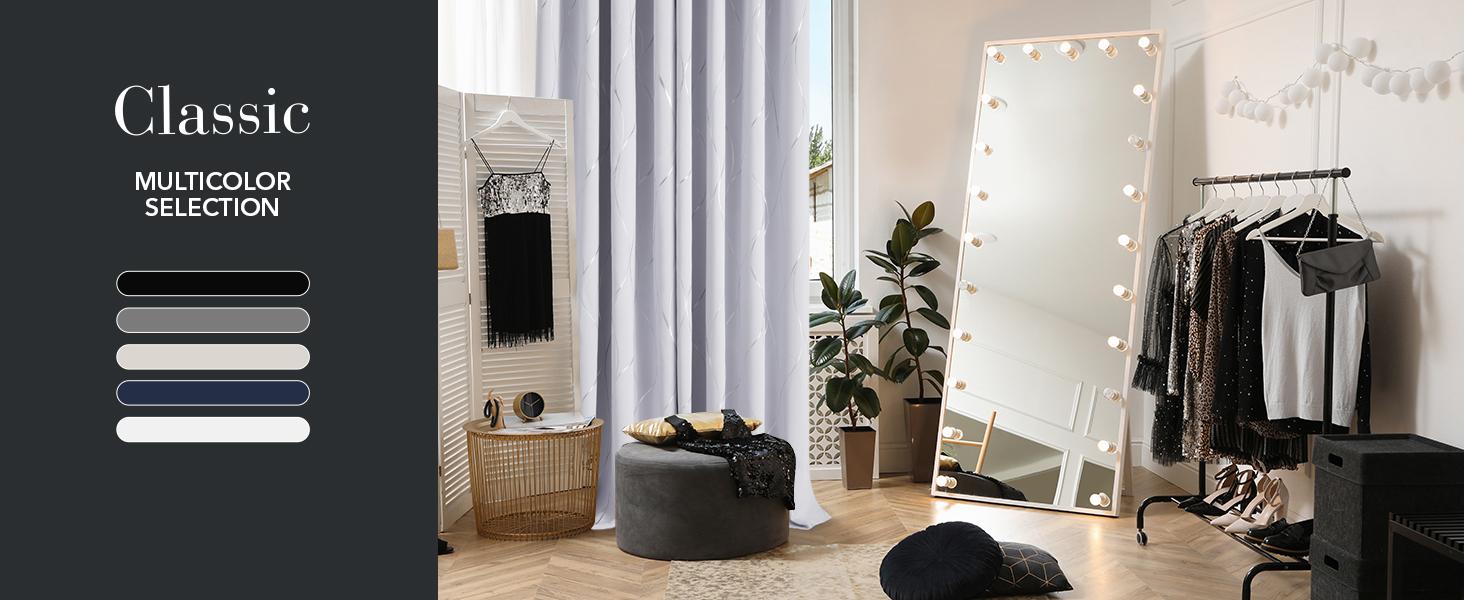 Deconovo Blackout Curtains (2 Panels, Silver|Gold Wave Print) - Thermal Insulated, Soundproof Room Home Decor Drapes for Living Room, Bedroom & Office