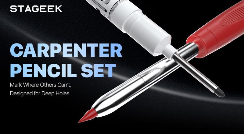 STAGEEK 4 Pack Carpenter Pencil with Sharpener, Mechanical Pencils Set with 52 Refills (Red, Black, Yellow,Green), Deep Hole Marker Construction Heavy Duty Woodworking Pencils - With Case,All-in-One DIY &Tools and Gadgets, Hand Tools STAGEEK 4 Pack Carpenter Pencil with Sharpener, Mechanical Pencils Set with 52 Refills (Red, Black, Yellow,Green), Deep Hole Marker Construction Heavy Duty Woodworking Pencils - With Case,All-in-One DIY &Tools and Gadgets, Hand Tools