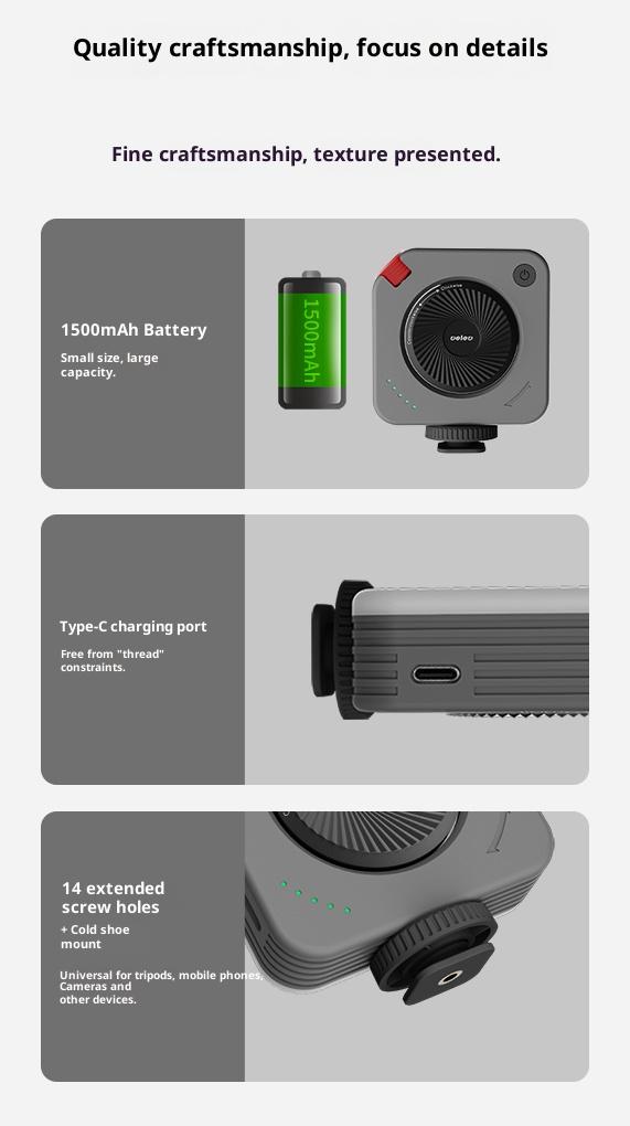 Portable Rechargeable Smartphone Fill Light - Adjustable Temperature Modes, Dual-Color On-Location Lighting for Live Streaming, Photography, Ideal Camera & Phone Tech Accessories Gift