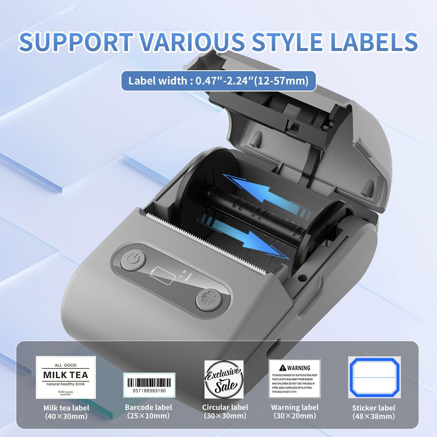 HZTZ Portable Wireless Thermal Label Printer, Mini Barcode & Sticker Making Machine, Suitable for Office Retail Jewelry Labels, Compatible with Smartphones