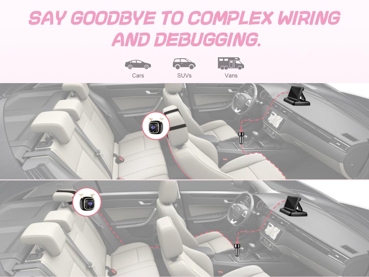 RVGoNow Baby Car Camera for Moms - USB Powered 4.3'' HD 1080P Monitor, Rear-Facing Seat Camera, Night Vision, 150° Wide-Angle, Easy Installation, Safe & Portable Baby Monitor for Car, Baby Mirror, New Moms Gift