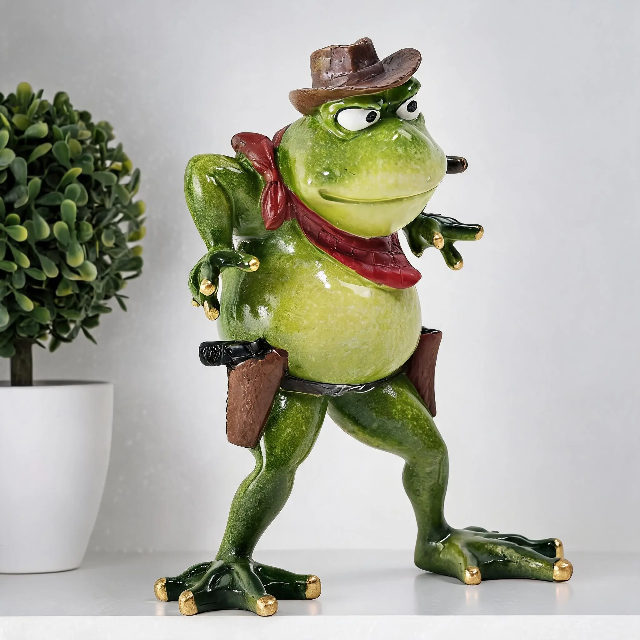 Cute Cartoon Frog Ornament, Ceramic Resin Craft, Living Room TV Cabinet Decor, Lucky Feng Shui Item, Rural Style Home Decoration