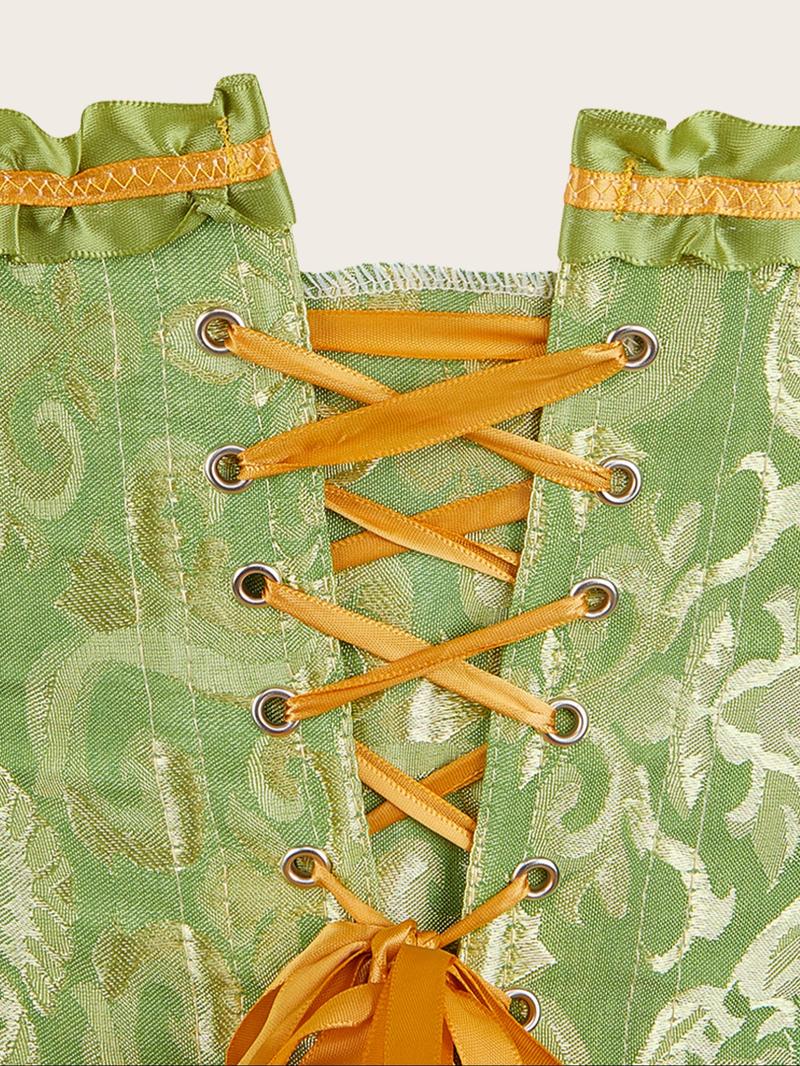 Women's Patchwork Print Jacquard Corset, Elegant Push Up Bust Shapewear Top, Fashionable Shapewear for Women, Corset Waist Shaper