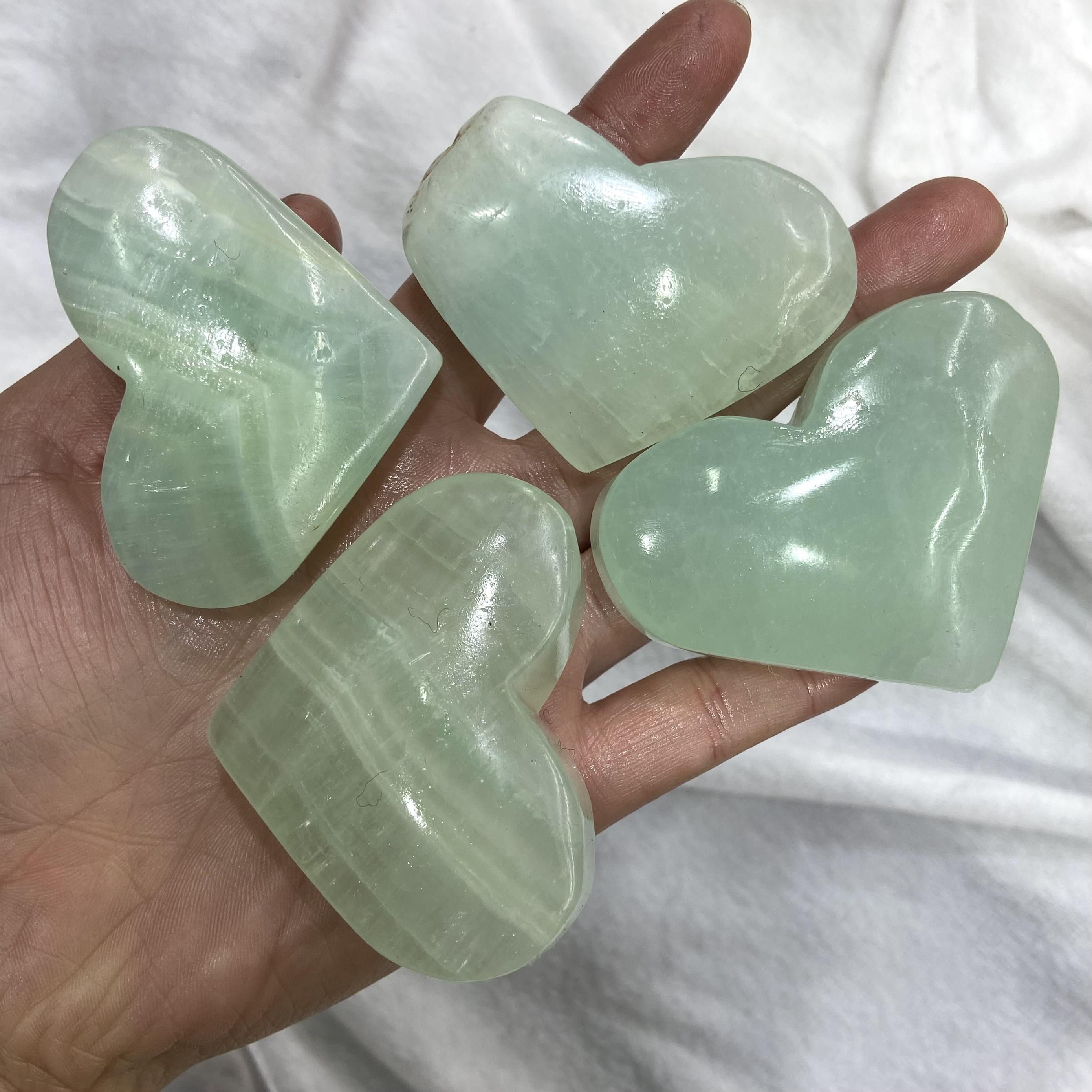 1 count Natural Green Onyx Calcite Heart Stone And Crystal mineral Healing Crystal 57-63mm