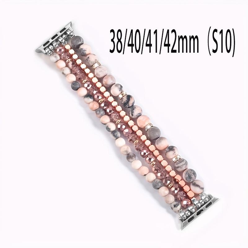 Elegant Synthetic Stone & Crystal Glass Elastic Strap for Apple Watch 38-49mm, Women's Jewelry Band Compatible with All Models, Watch Straps, Smart Watch Accessories