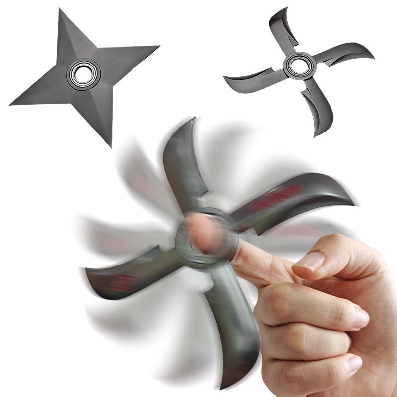 Spiky Ninja Shuriken Spinner – Textured Metal Fidget Keychain for