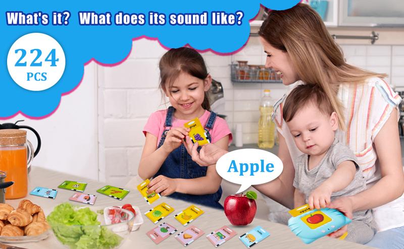 Bilingual Flash Card Learning Device English Spanish Talking Cards for Toddlers Ages 2-4 with 224 Sight Words Ideal Halloween Christmas 2026 New Year Gift Educational Sensory Tool - Vocabulary Flashcards