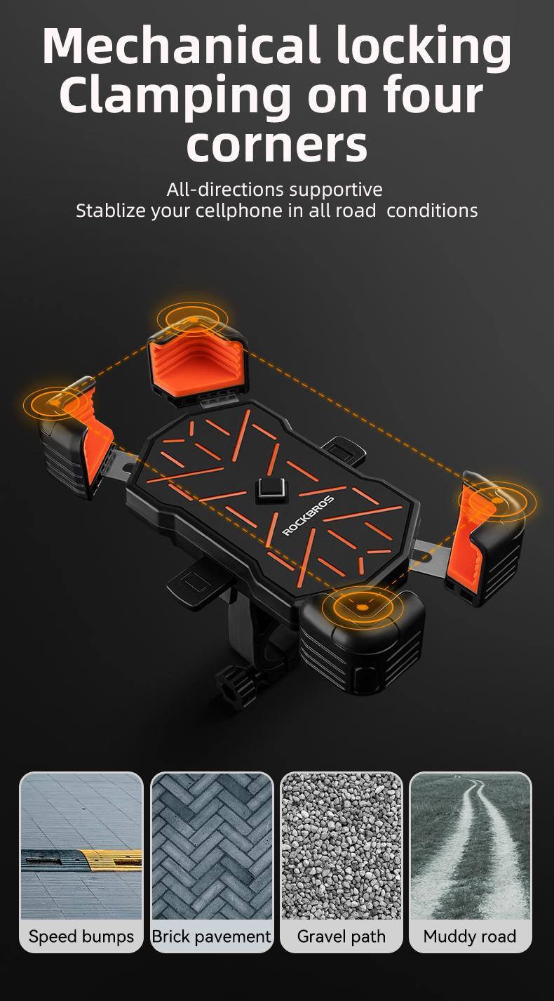 ROCKBROS Bike Phone Holder Mount, for 4.5''-7.1'' Phones, Quick Release Bike Phone Mount Handlebar Clamp, 360° Rotatable Bike Phone Holder ROCKBROS Bike Phone Holder Mount, for 4.5''-7.1'' Phones, Quick Release Bike Phone Mount Handlebar Clamp, 360° Rotatable Bike Phone Holder