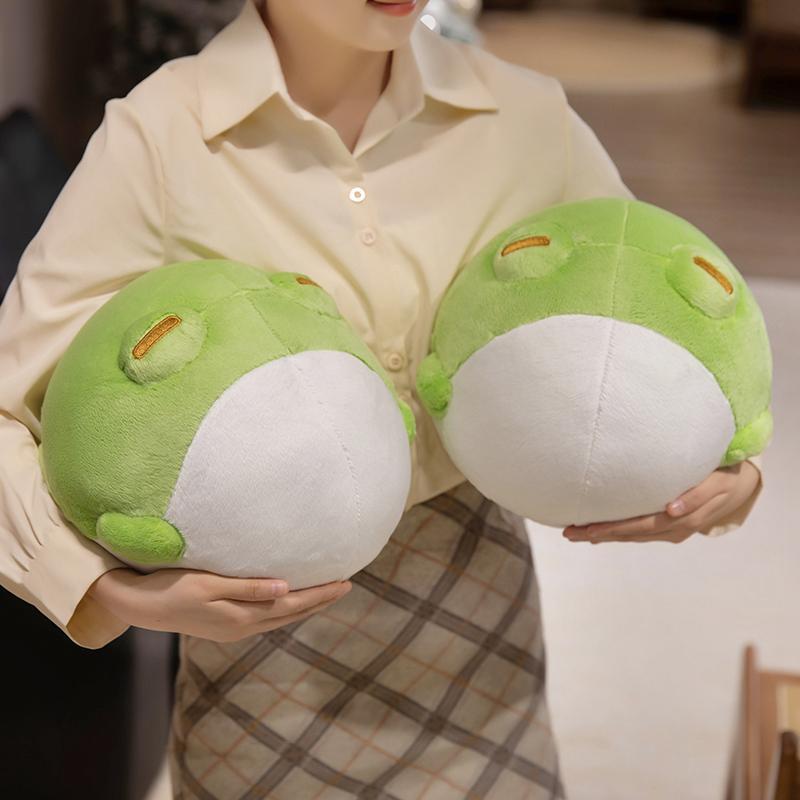 25CM Kawaii Cartoon Anime Round Rolling Frog Animal Lovely Plush Toys Children's Handmade Doll Stuffed Cute Animal Dolls Gifts