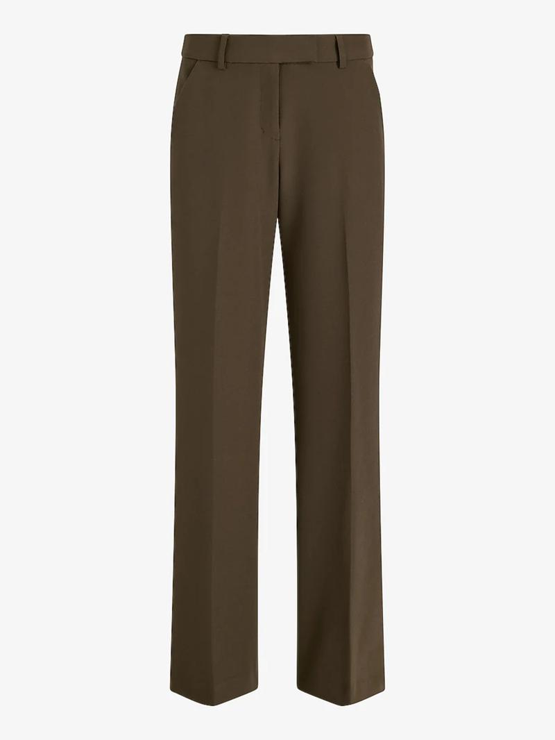 Women's Mid-Waist Solid Color Straight Leg Pants, Elegant Fashion Casual Long Pants, Perfect for Work Office and Business Occasions