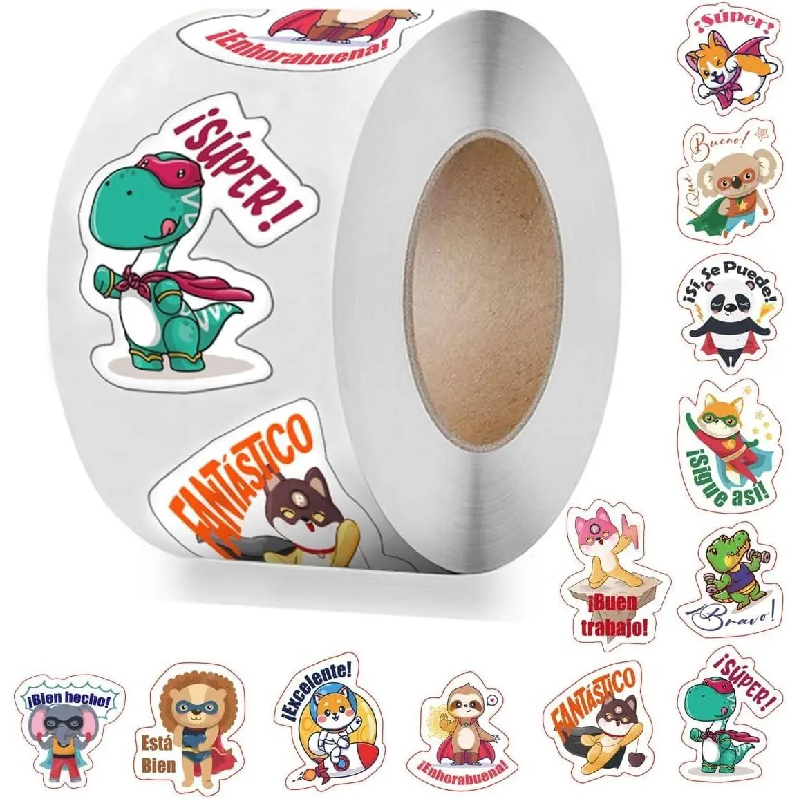 500pcs Spanish Student Stickers: Animal Themed Motivational Decals | Teacher’s Classroom Reward Supplies | Encouragement & Fun Tools for Learning Spanish