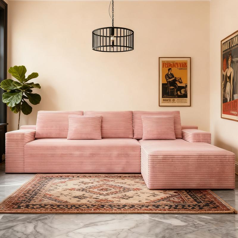 104" sofa living room Black Plush Corduroy Cloud VelvetModular Couches with Chaise, NoAssembly Required -L-ShapedSectional Sofa Set with FlexibleConfiguration boneless sectional furniture 104" sofa living room Black Plush Corduroy Cloud VelvetModular Couches with Chaise, NoAssembly Required -L-ShapedSectional Sofa Set with FlexibleConfiguration boneless sectional furniture