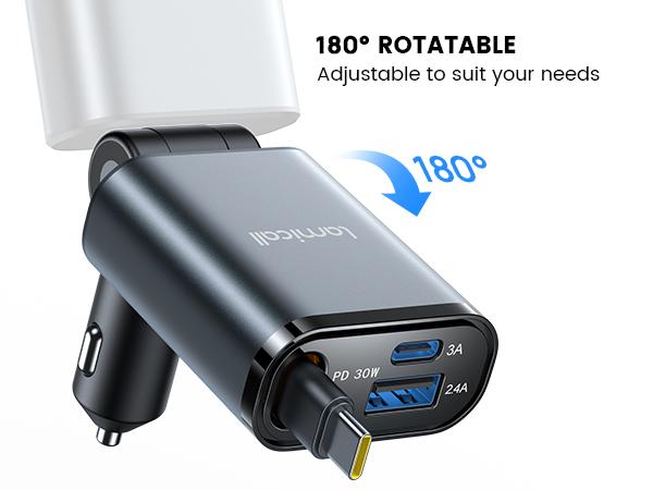 Lamicall Retractable Car Charger USB C Fast Charging [Ultra-Compact, 75% Less Space] 57W Type C Car Phone Charger fit iPhone 16 16e 15 Pro Max Plus Galaxy S25 S24 Ultra Pixel Android #TikTokShopBlackFriday #TikTokShopCyberMonday