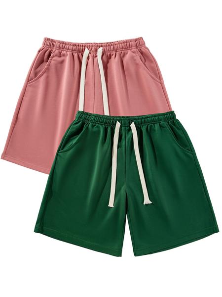 Men's Solid Drawstring Waist Shorts, Casual Comfy Breathable Side Pocket Shorts for Summer, Men's Bottoms for Daily Wear