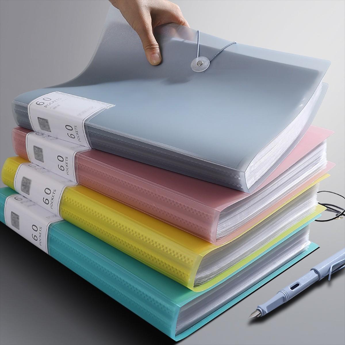 Random Color A4 Size Clear File Folder Pocket, Document Organizer for Students, Art Supplies Storage, School Essentials