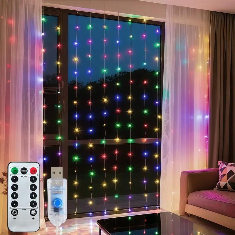 LED Curtain Light String, USB Powered LED Curtain Light String, Decorative Interior LED Lights String For Wedding Bedroom Living Room, Adjustable Led Lights