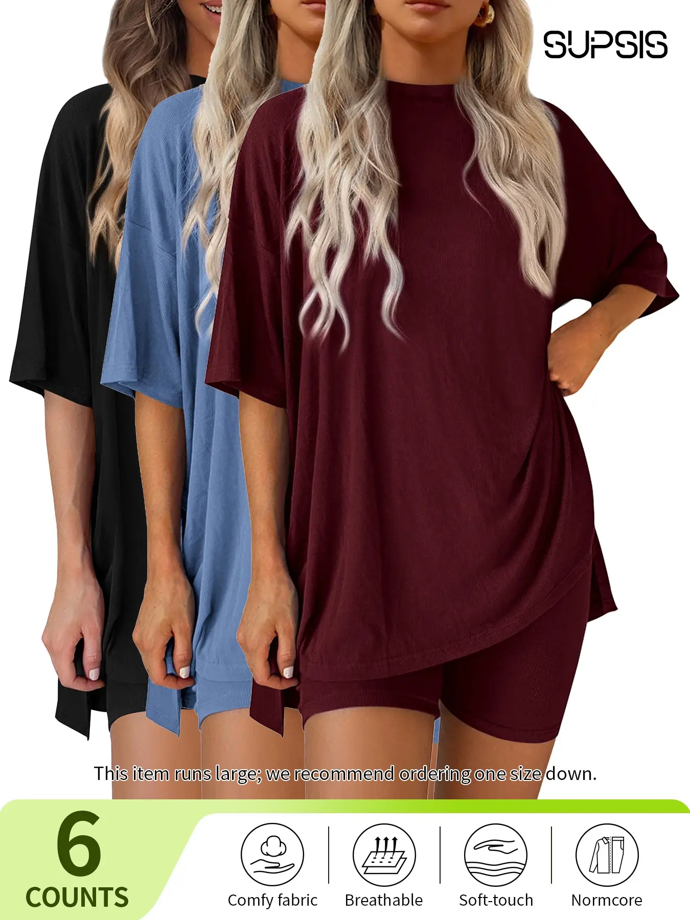 Women's Solid Color Tee & Skinny Shorts Loungewear Set, Fashion Casual Comfy Breathable Round Neck T-shirt & Shorts PJ Set, Ladies Sleepwear for Summer, Pajama, Soft Lounge Sets, comfyessentials, giftideas,summersale,pjs,nightwear,sleepwearfashion, Basic
