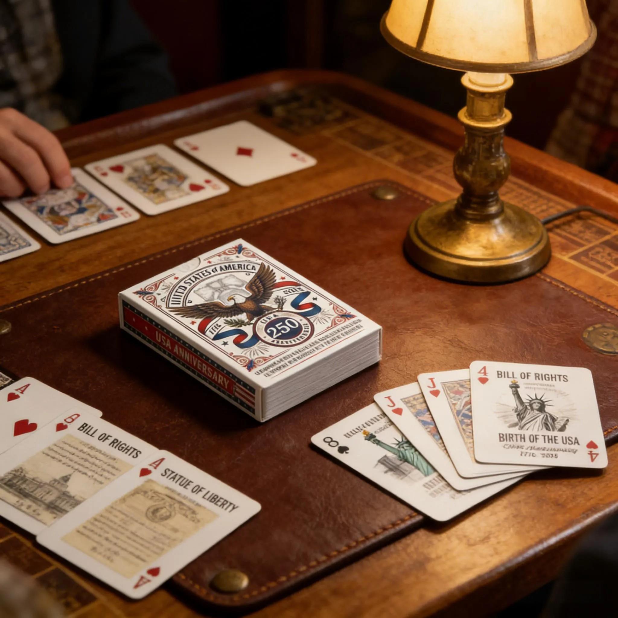 250th Anniversary USA Semiquincentennial Freedom Eagle Poker Cards, Innovation And Space, 1776-2026 Commemorative Deck, Standard Size Premium Playing Cards, Patriotic Holiday Collectible, Versatile Use