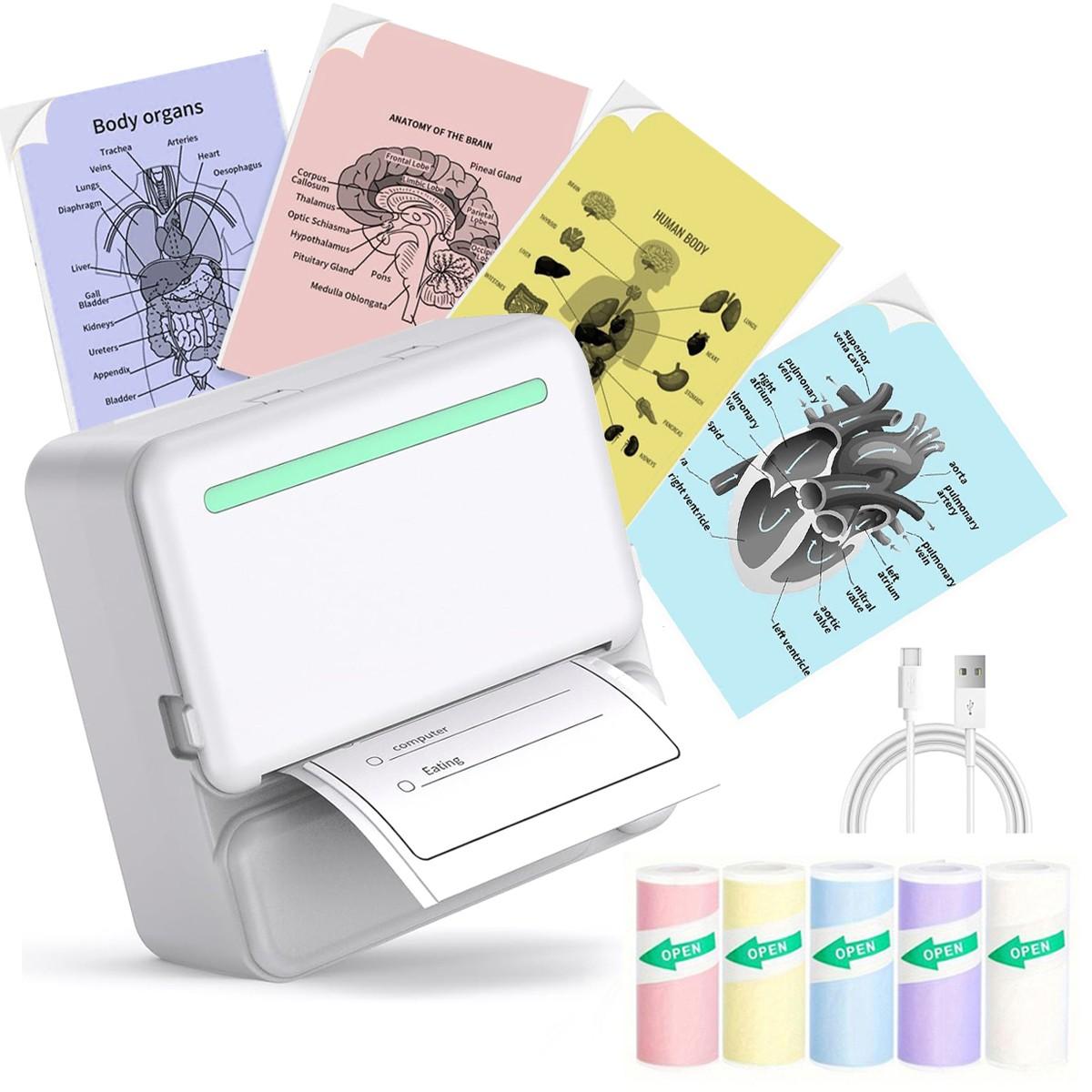 Portable Mini Printer, Thermal Inkless Printer, Sticker Printer, Print Text Notes Photos Course Labels To-Do Lists, portable thermal printers, Perfect Holiday Gift