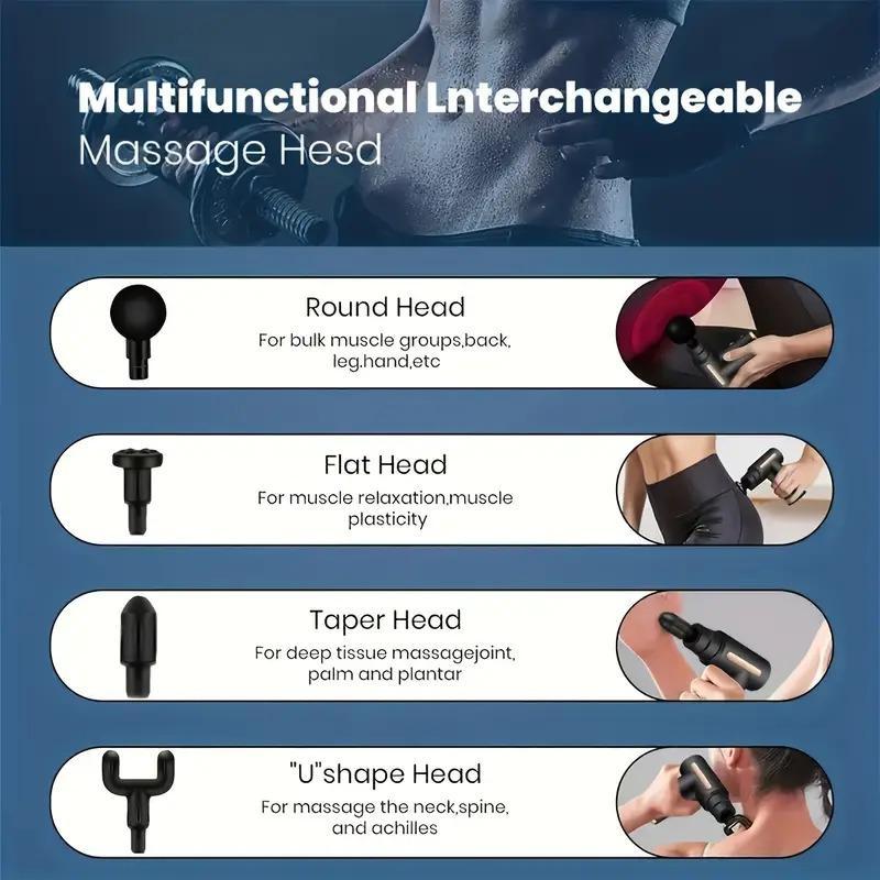 Portable Mini Massage Gun , Full Body Use, USB, Fragrance-Free, Youth Green Handheld Electric Fascia Massager gifts boyfriend Therapy Comfort Black