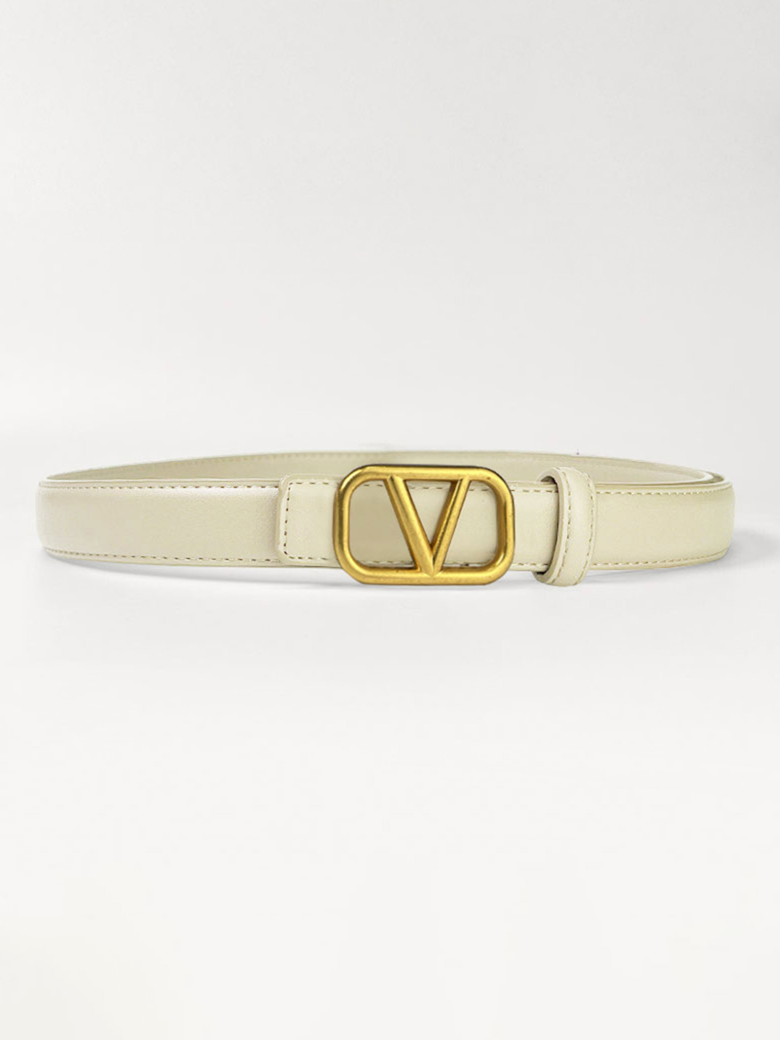 Women's Letter Buckle Leather Belt, Elegant Design for Skirt & Jeans, Perfect Accessory for All Seasons, Durable Fashion Statement