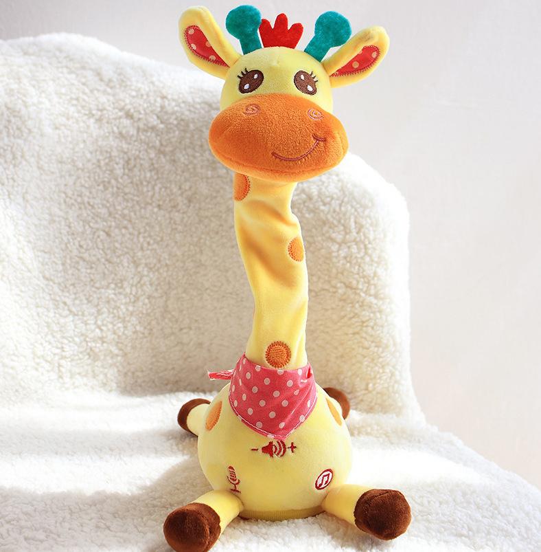 Talking Singing Dancing Giraffe Toy Recharged Interactive Giraffe DIY Plush Musical Toys for Repeats What You Say Tummy Time Giraffe Gifts Stuffed Animal Toys