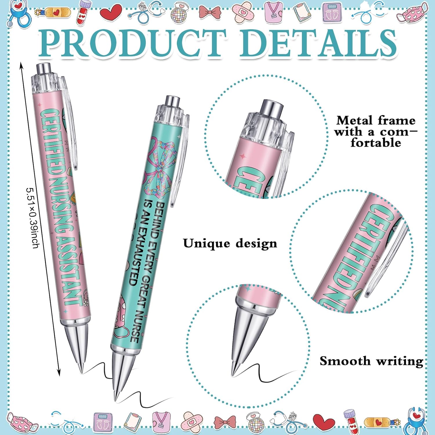 36 count Nurse Week Essentials CNA Week Gifts Bulk Certified  Assistant Appreciation Gifts Ballpoint Pens for Women Men Black Ink Pens for CNA RN  Student Graduation Office
