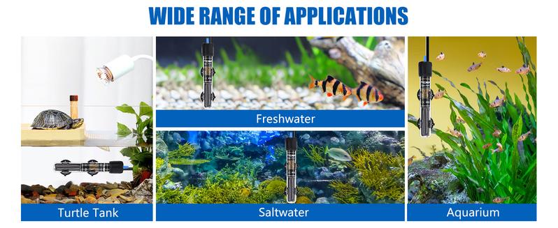 FREESEA 50 Watt Aquarium Submersible Betta Heater with Aquarium Submersible Thermometer Marine Aquarium Heater with LED Controller Submersible Quartz Submersible Aquarium Super Mini Adjustable Aquarium Adjustable USB Stainless Steel