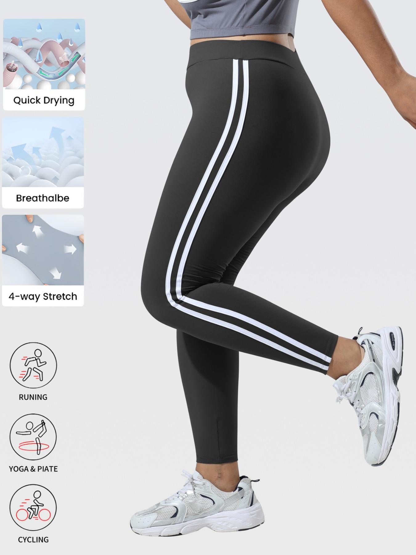 Women's Plus Size High Waist Skinny Pants, High Stretch Bottoms, Stretchy Soft Fabric, Side Stripes Design, Casual Fashion Essential for Daily Wear