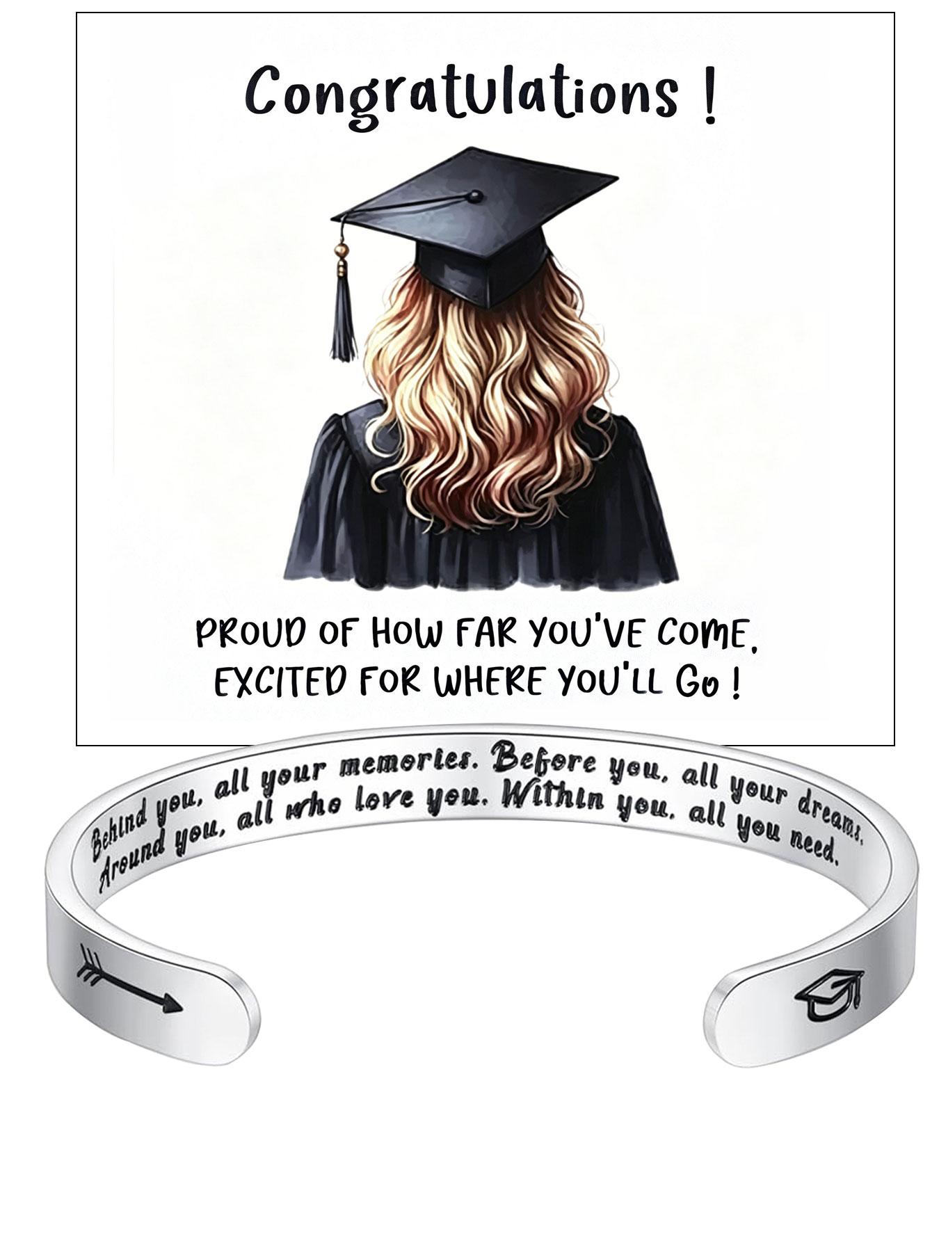 Personalized bracelet for teenagers/women, adjustable bracelet, inspirational jewelry gift, graduation gift, suitable for daughters/mothers/friends, appropriate for junior high, high school, and university students.