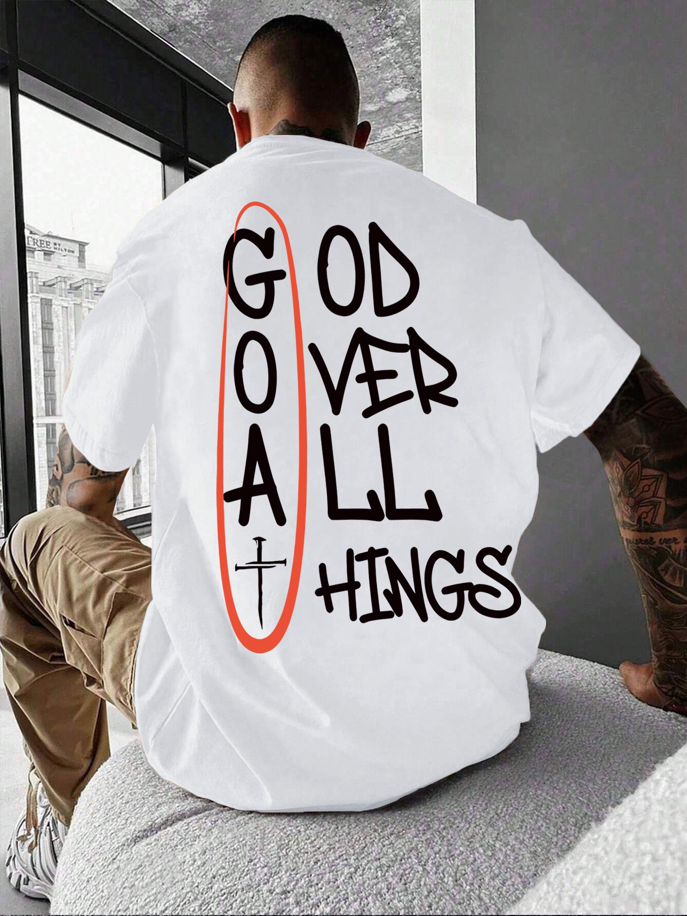 Men's Letter Print Round Neck Tee, Loose Street Fashion Short Sleeve T-shirt for Daily Wear, Casual Comfy Top for All Seasons