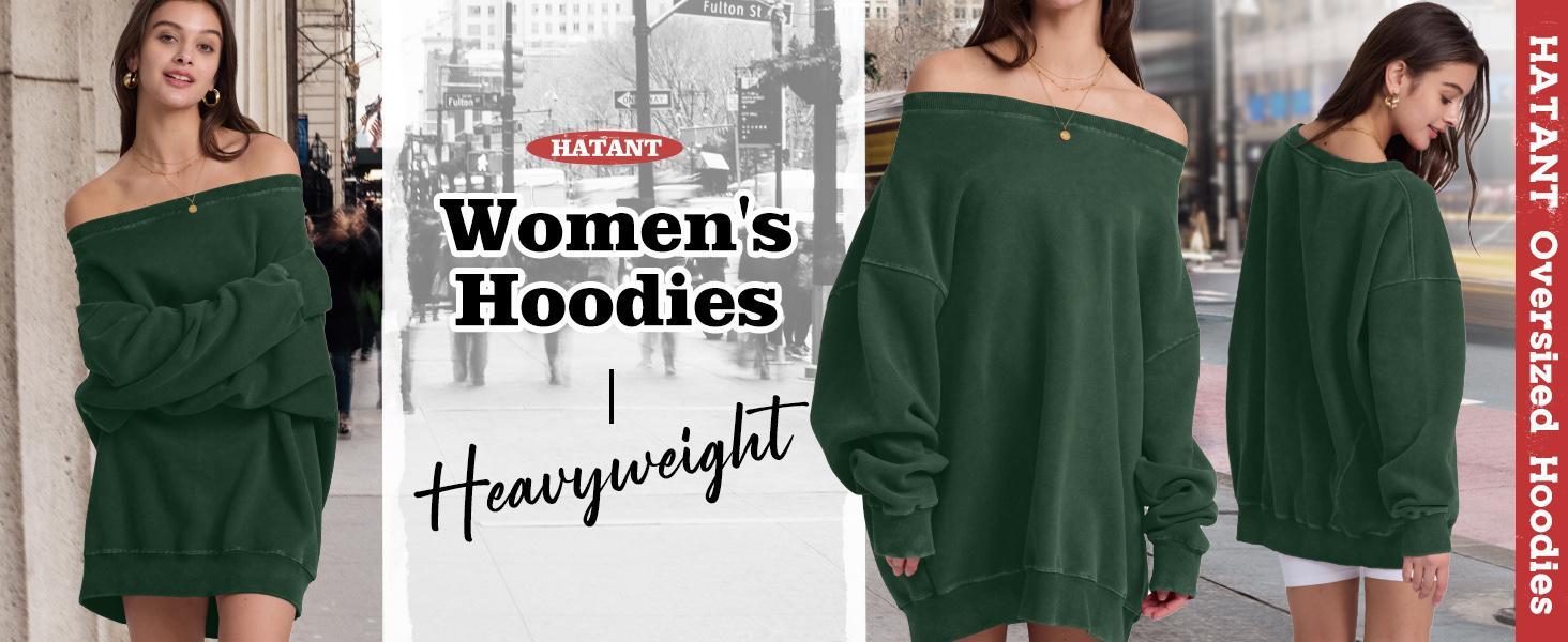 Hatant Fleece Pullover Women cute long sleeve top with Soft Batwing Sleeves and Big Round Neck Breathable and Comfortable Street off the shoulderchristmas Casual Sweatshirt oversized One shoulder Stylish