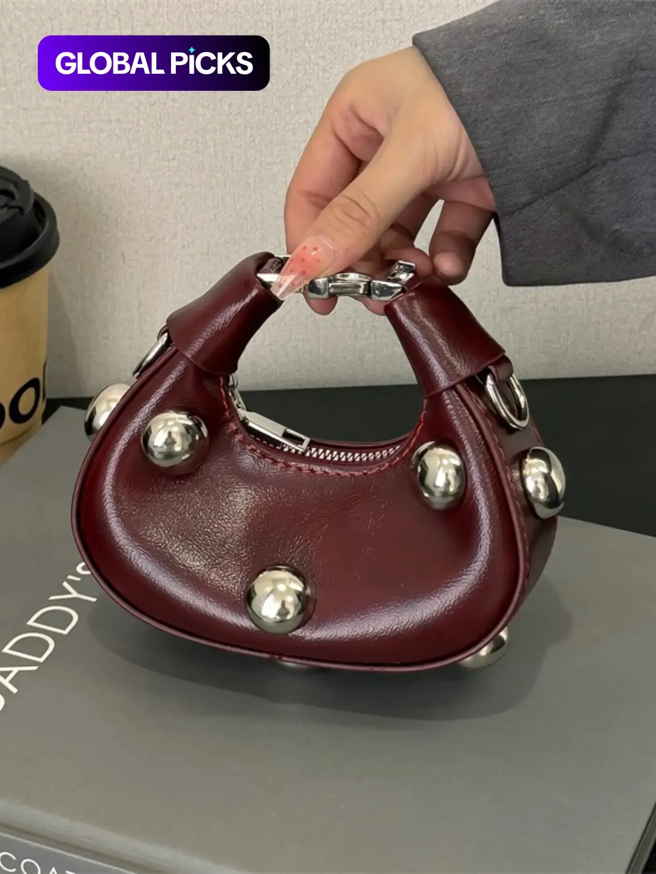 Women's Elegant Rivet Decorated Handbag, Fashionable Solid Color Shoulder Bag for Daily Used, Casual Trendy Versatile High-quality Daily Commuting Bag #GLOBAL PICKS