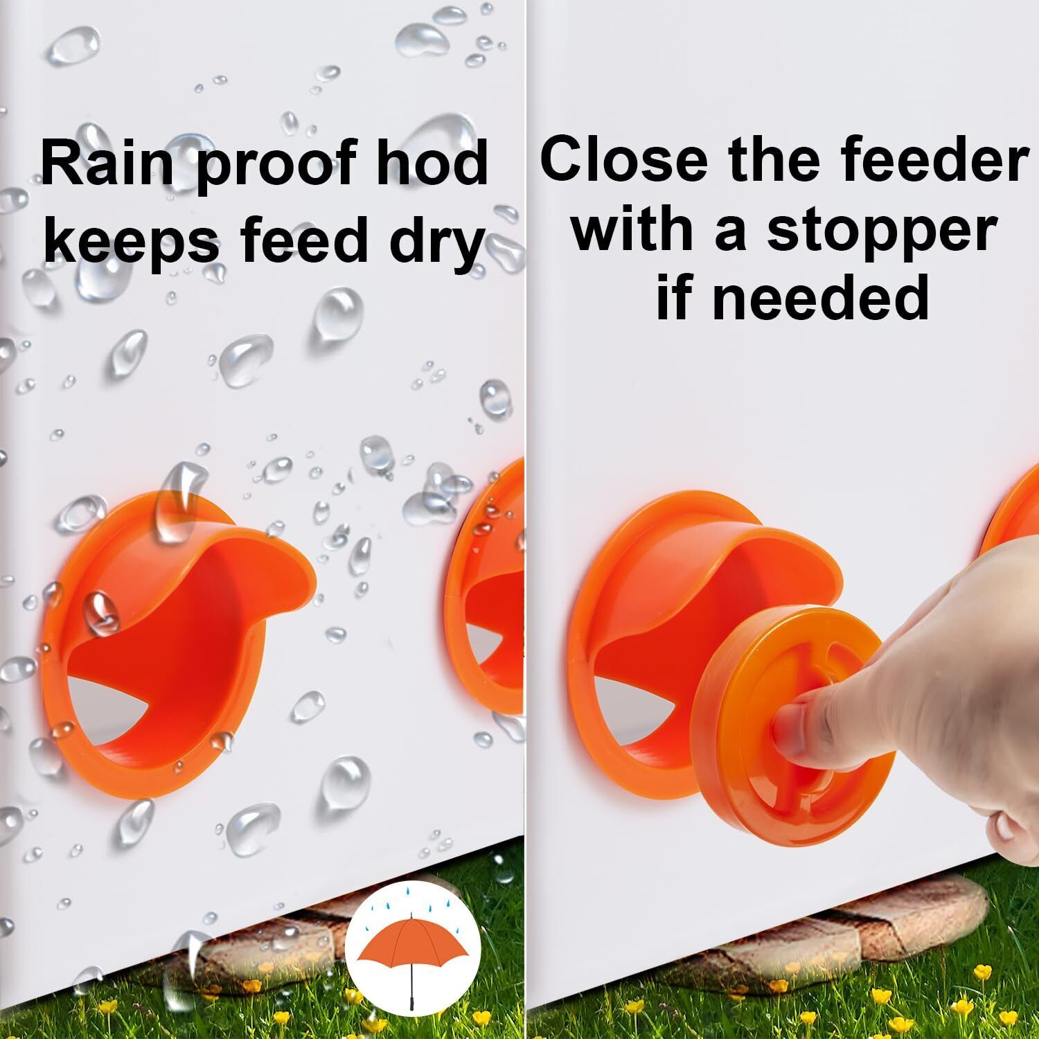 Automatic Chicken Duck Feeder Kit,No Waste Automatic Poultry Feeder Ports Kit & Waterer Set, Rainproof, No Waste,6 Feeding Ports, 6 Water Cups,A hole Saw and Drill Bit