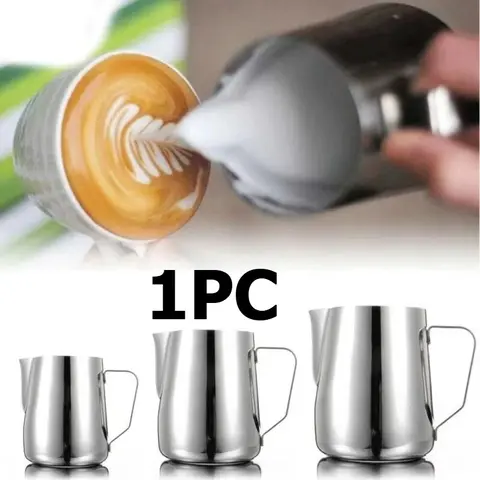 1PC 100/350/600ml Cafe Latte Flower Pulling Cups Stainless Steel Spiked Milk Froth Milk Creamer Art Mugs Coffee Frosting Art Mugs