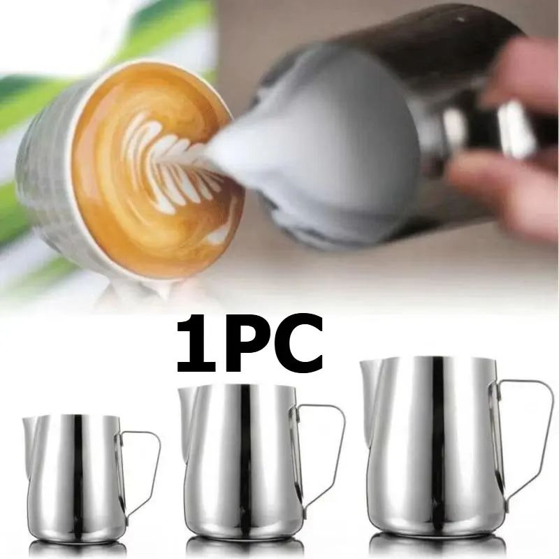 1PC 100/350/600ml Cafe Latte Flower Pulling Cups Stainless Steel Spiked Milk Froth Milk Creamer Art Mugs Coffee Frosting Art Mugs