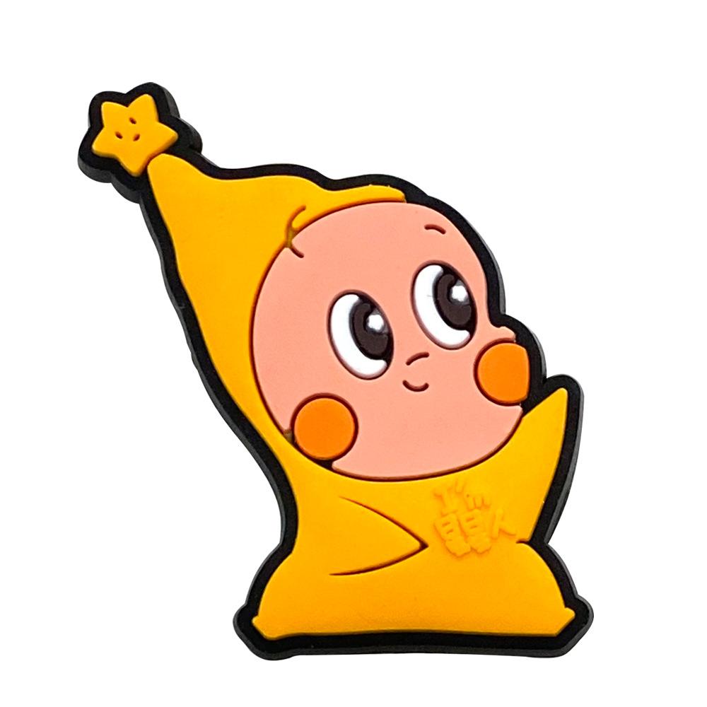 10pcs Cartoon Yellow Star Character PVC Shoe Accessories, DIY Waterproof Detachable Sandal Strap, Kids Christmas Gift, Party Style