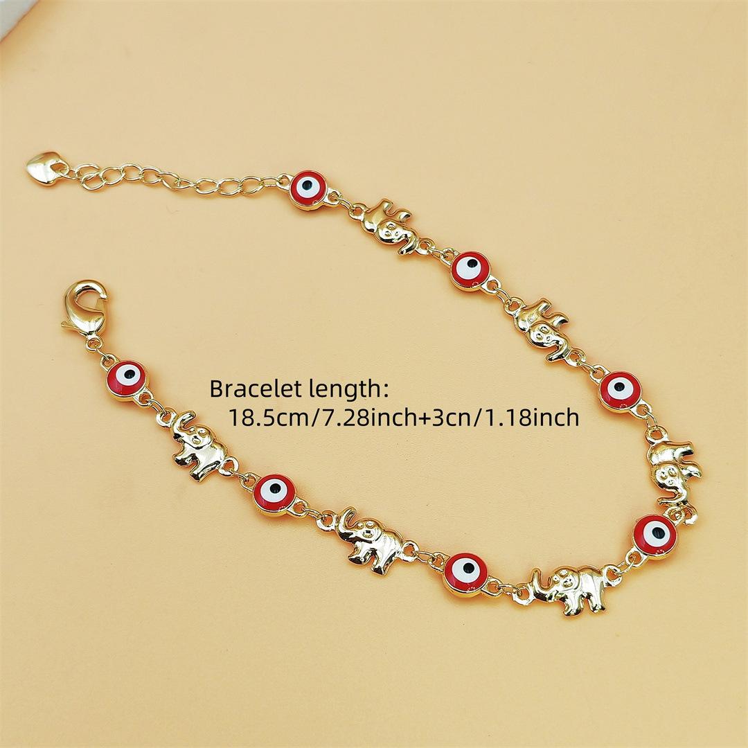 Bohemian Elephant & Evil Eye Anklet, Convertible Chain Charm Bracelet with Colorful Beads, Fashionable Accessory Jewelry for Women, Boho Anklet, Wearable Jewelry, Animal, Non Tarnish Jewelry