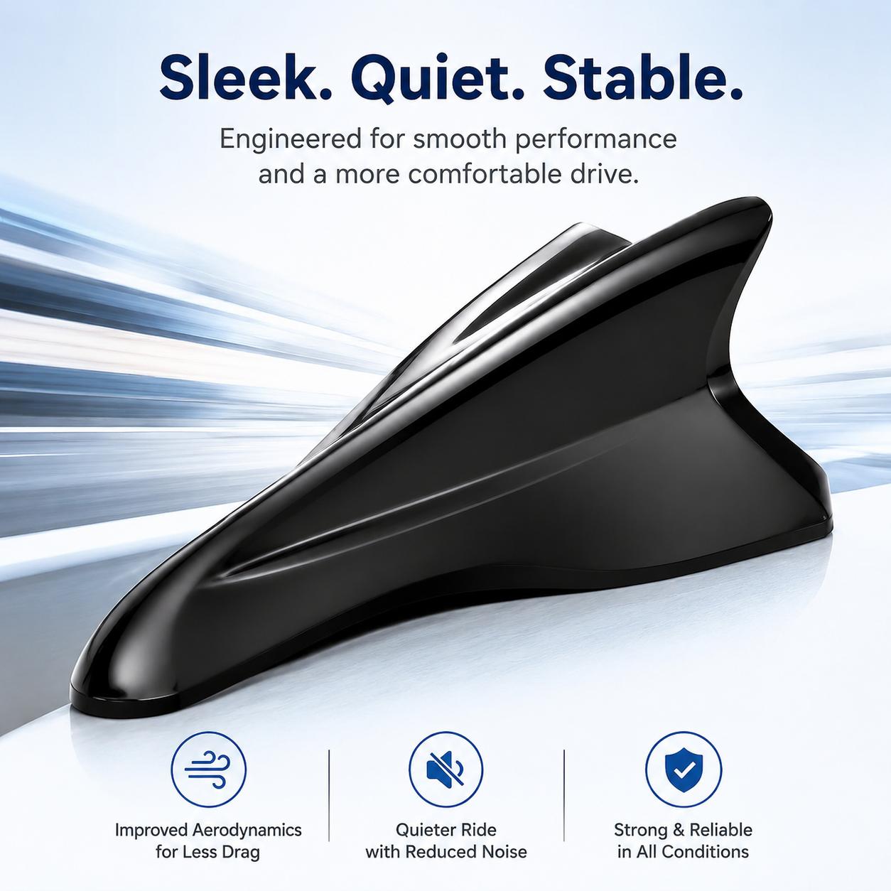 6-Piece Universal Shark Fin Roof Spoiler Kit for Cars – Lightweight ABS Plastic Aerodynamic Exterior Trim Enhances Airflow Efficiency and Delivers Sleek, Sporty Visual Upgrade for Sedans, SUVs, and Pickup Trucks