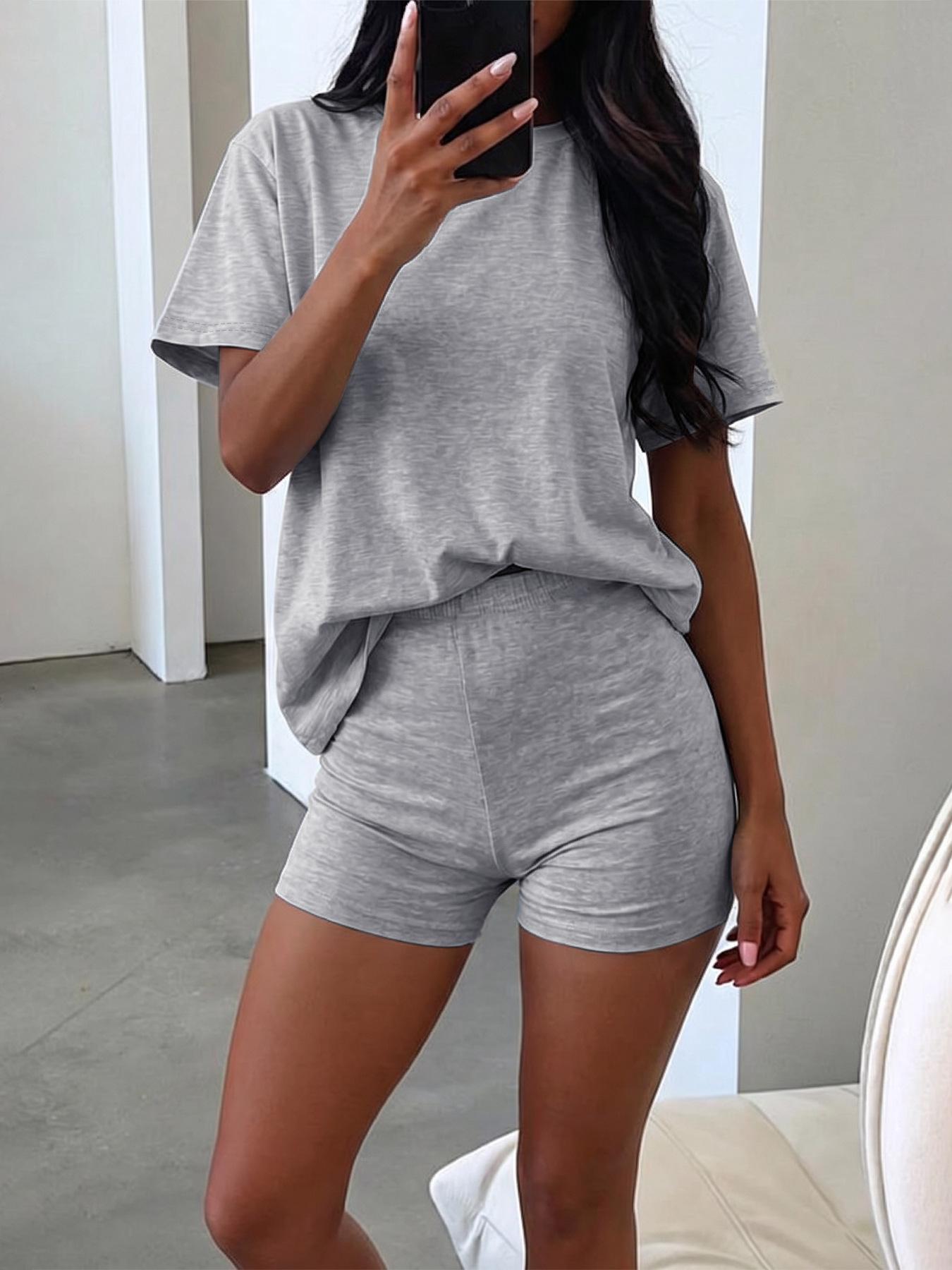 Women's Two Piece Shorts Lounge Set, Crew Neck Short Sleeve Relaxed T-Shirt & High Waisted Fitted Shorts, Casual Matching Summer Outfit, Travel Vacation Everyday Wear Bottom Loose 2 piece sets Women's Two Piece Shorts Lounge Set, Crew Neck Short Sleeve Relaxed T-Shirt & High Waisted Fitted Shorts, Casual Matching Summer Outfit, Travel Vacation Everyday Wear Bottom Loose 2 piece sets