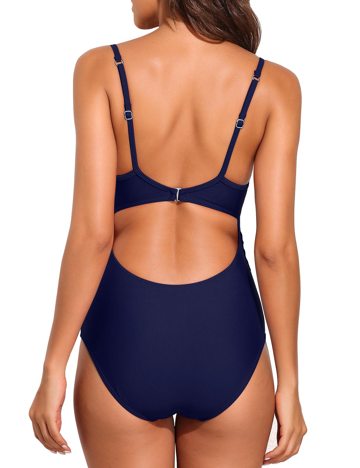 Hilor Women's Underwire One Piece Swimsuits with Crossover Cutout Bathing Suits Push Up Monokini Swimwear