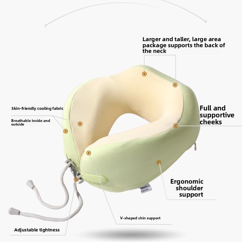 Memory foam U-shaped travel neck pillow, portable and foldable support pillow, necessary for travel comfort