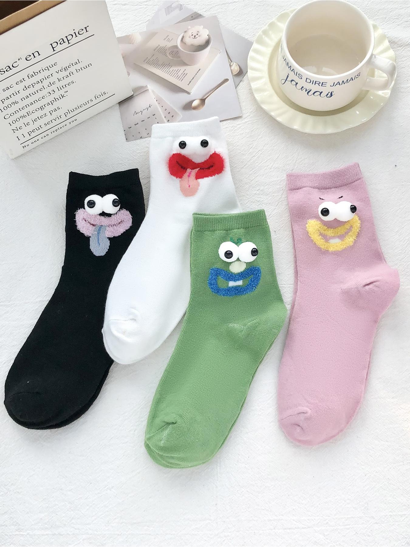 4pairs Creative Funny Expressions Eye Socks Comfortable and Comfortable ...