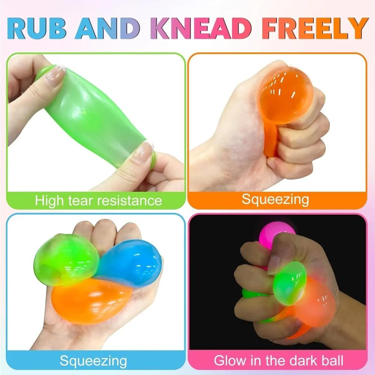4/8/12 Piece Glowing Sticky Balls, Ceiling Sticky Balls, Glow-In-The-Dark Stress Relief Toys, Christmas Stocking Stuffers for All Ages