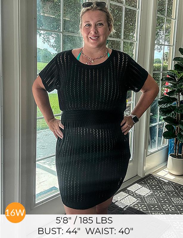 Aqua Eve Women's Plus Size Swimsuit Cover Up - Crochet Bathing Suit Coverup Short Sleeve Beach Dress Swimwear