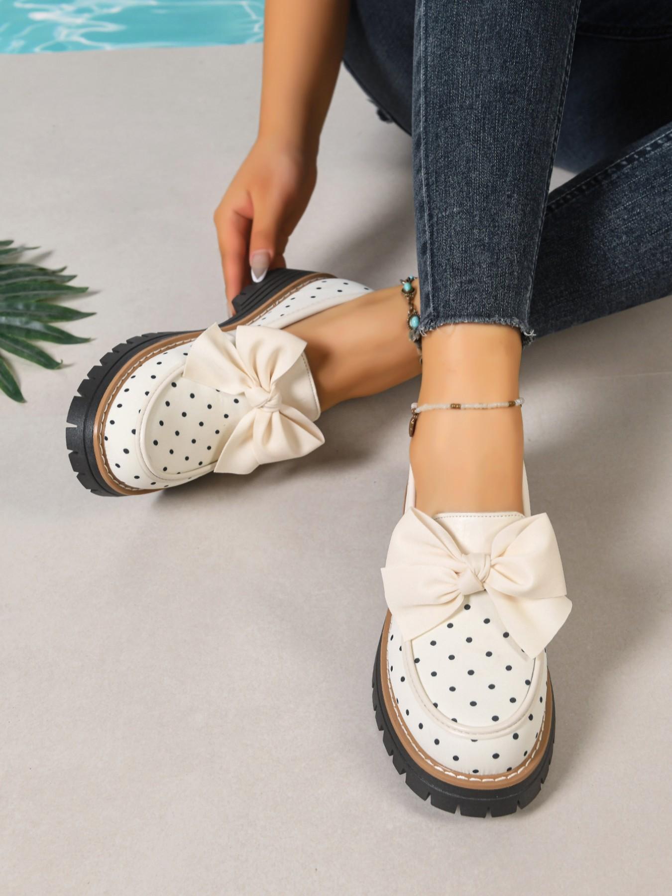 2026 Spring Summer New Zebra Stripe Bow Tie British Style Earl Loafer Slip Ons Thick Sole Small Leather Shoe Chunky Heel Women's Single Shoes