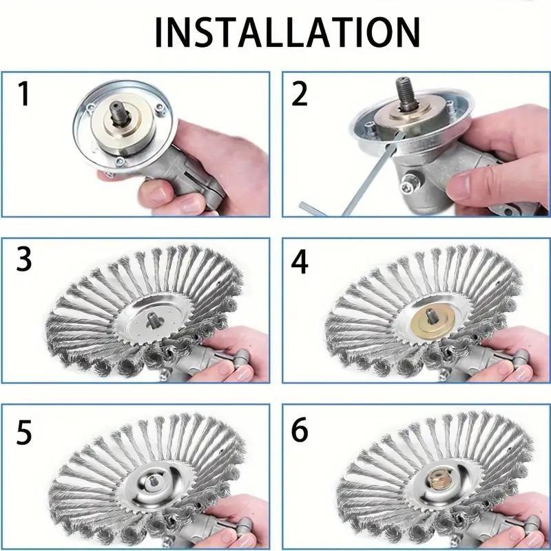 Alloy Steel Weed Brush Head, Lawn Mower Attachment, Rust Removal and Weeding Tool, Garden Equipment Accessory